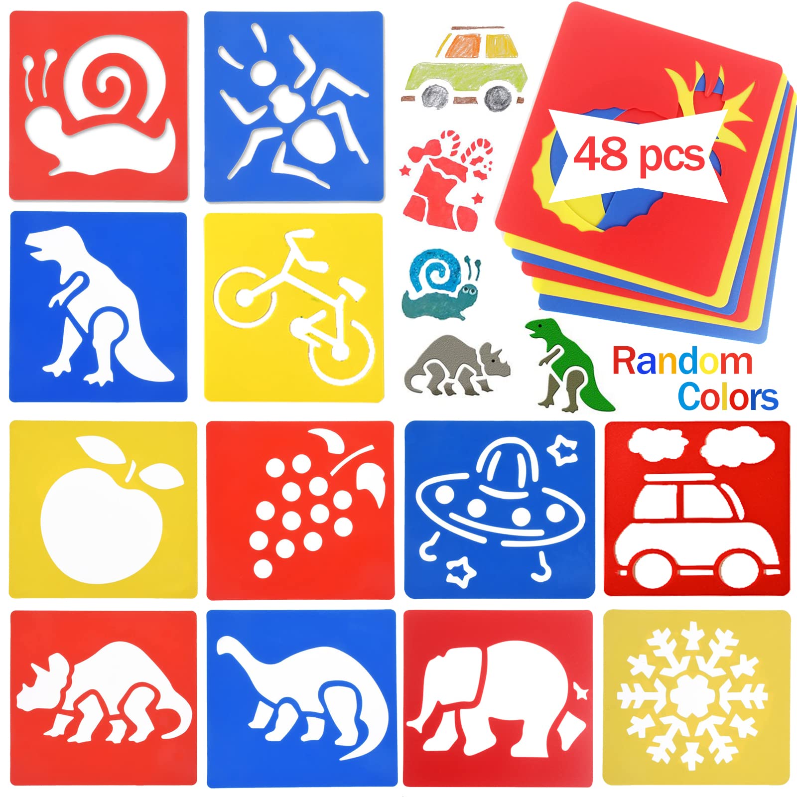 LanMa Drawing Stencils for Kids, 48 Pieces Plastic Drawing Painting Stencil Templates for Kids Crafts School Art Projects