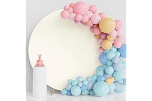 Wokceer 7.2FT Round Backdrop Cover Round Arch Covers Ivory Spandex Circle Balloon Arch Stand Round Arch Backdrop Cover for Wedding Birthday Party Ceremony Decor, NNS-YG-2.2M-Ivory-A