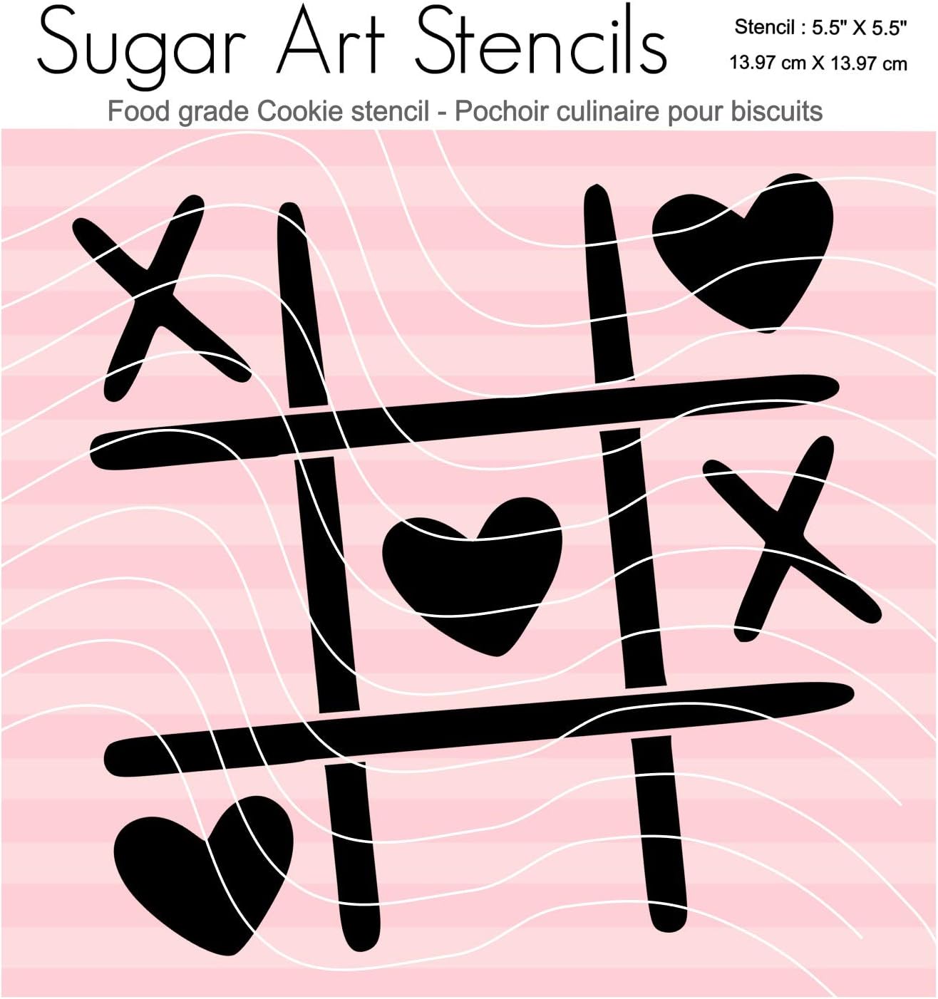 Valentine's day Tic Tac Toe cookie stencil SA00190