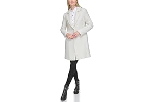 KARL LAGERFELD Womens Solid Texture Wool Classic One Button BlazerSHORT Hooded Puffer