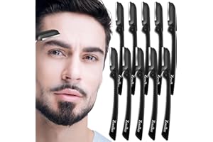 ZERNBER Eyebrow Razor，Men's Facial Folding Dermaplane Razor, Men's Eyebrow and Facial Folding Razor, Men's Facial Epilator, Women's Eyebrow and Facial Folding Razor, 10 pcs (Black)