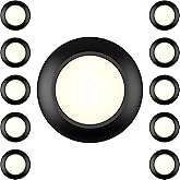 JULLISON 10 Packs 4 Inch Black LED Low Profile Recessed & Surface Mount Disk Light, Round, 10W, 600 Lumens, 3000K Warm White,