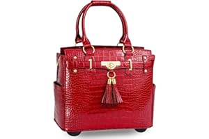 JKM & Company Rolling Laptop Bag for Women | Designer Wheeled Briefcase | Fits 13-17" Laptops | Office Travel Computer Case (
