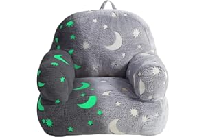 fond + found Toddler Chair, Glow in The Dark Kids Sofa Bean Bag Chair for Kids Children Couch Toddler Mini Sofa Armrest for Children, Lightweight Children Sofa(Moon Grey)