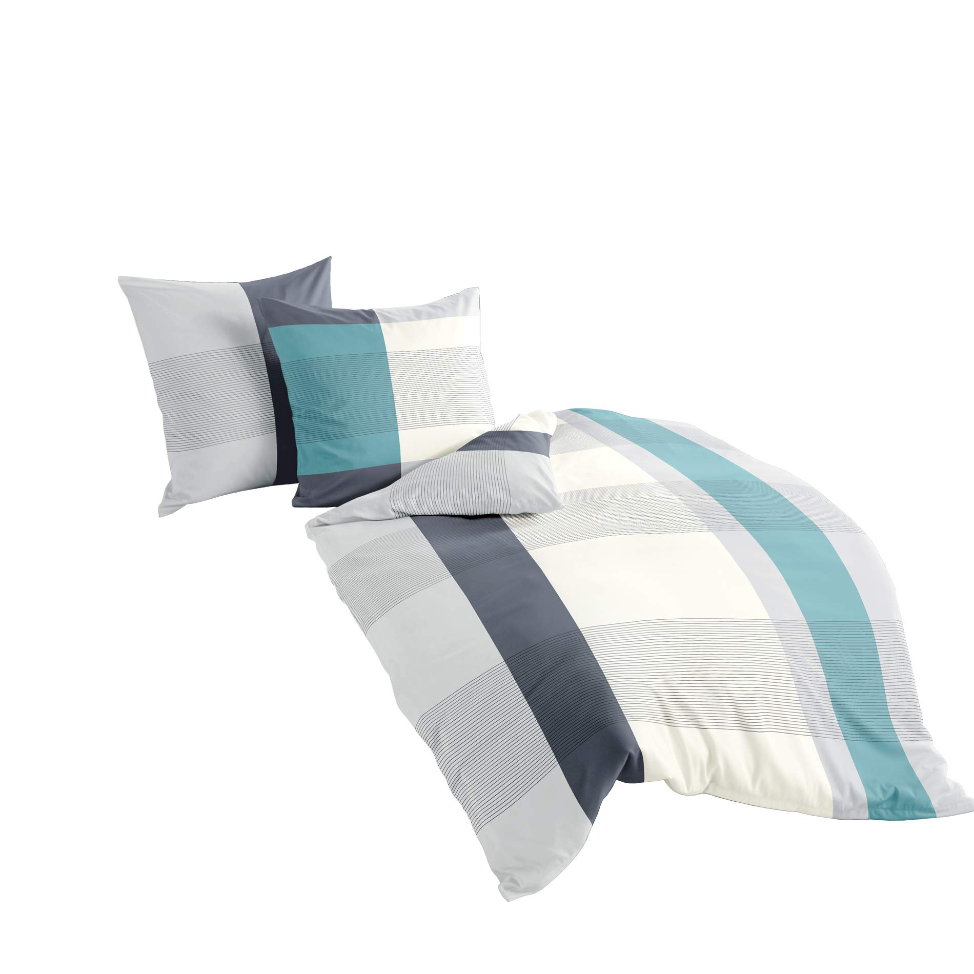 Bierbaum Bed linen 4643, maco satin, made in Germany, ocean 15, 135 x 200 cm + 80 x 80 cm