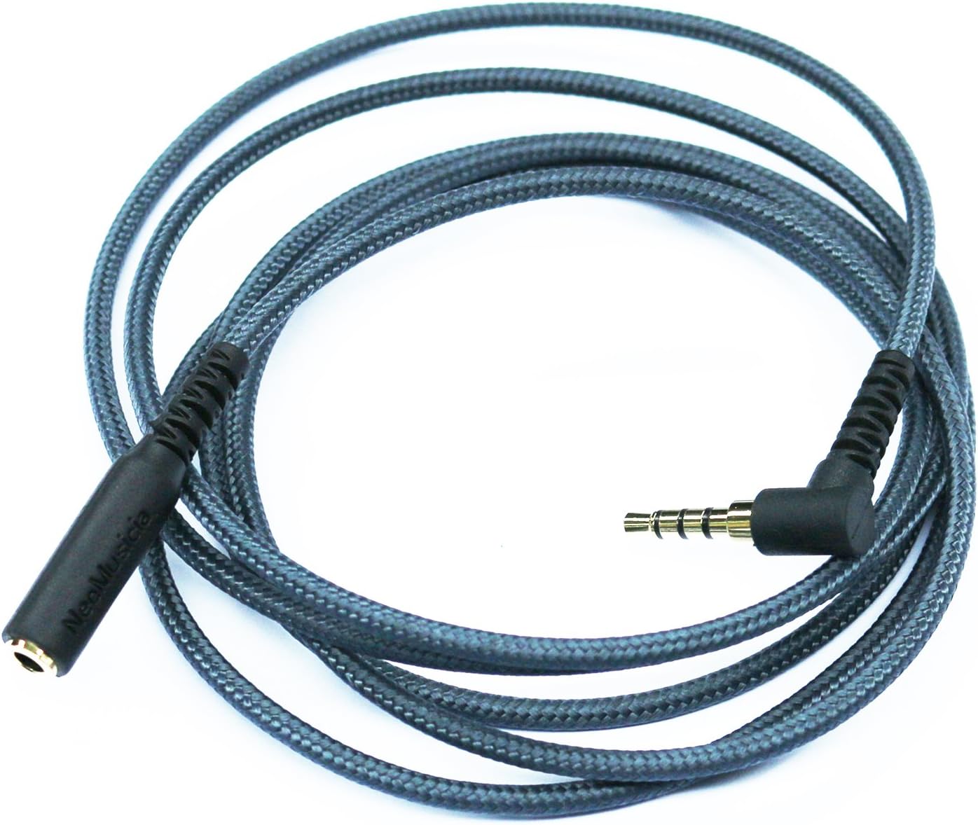 KetDirect 200cm(6ft) Right Angle 4 Pole 3.5mm 1/8 inch Male to 4 Pole 3.5mm 1/8 inch Female Stereo Audio Headphone Earphone Extension Cable Adapter Cord Tangle-Free Braided Wire