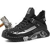 GIWONET Steel Toe Boots for Men Women Breathble Lightweight Work Boots Slip Resistant High Top Safety Composite Toe Work Indestructible Construction Shoes