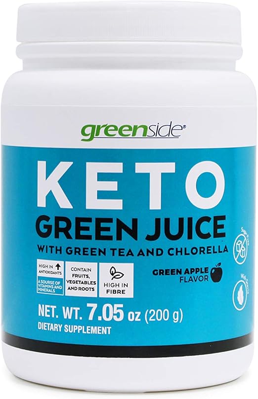 greenside Keto Green Juice with Green Tea and Chlorella Dietary Supplements Green Apple