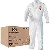 KleenGuard™ A40 Liquid & Particle Protection Coveralls (44303), Zipper Front, White, Large (Qty 25)