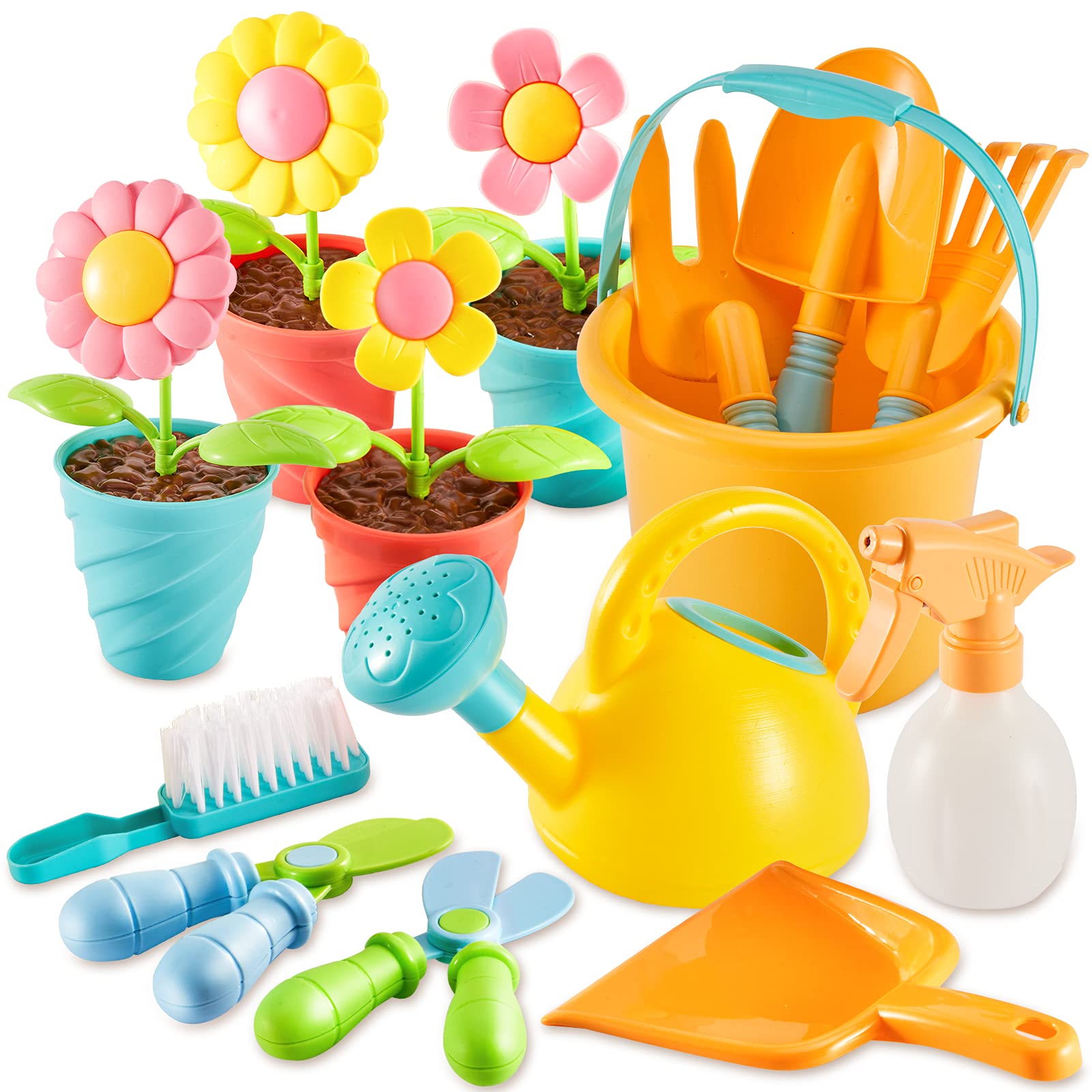 LINFUN KIDS Kids Gardening Tools Set, Garden Planting Tools, Beach Toy, with Watering Can and Shovel, for Boys Girls