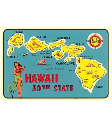 Amazon.com: Pacifica Island Art Hawaii Islands Route Map Metal
