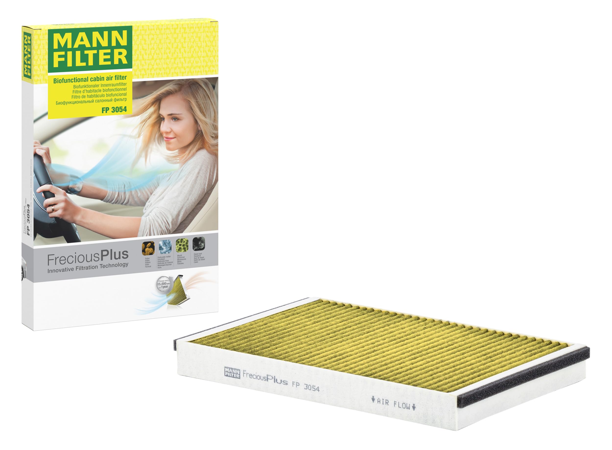 MANN-FILTER FP 3054 Cabin Air Filter - FreciousPlus Biofunctional Pollen Filter - for Cars + Transporters