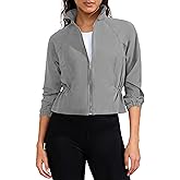 YIPINK Workout Jackets for Women Lightweight Running Jackets Full Zip Yoga Athletic Clothes Slim Fit with Pockets