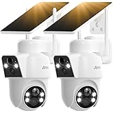 ANRAN 2 Pack Dual-Lens Solar Security Camera Wireless Outdoor - 3MP Fixed Wide-Angle + PTZ 360° View, Home Security Camera with Color Night Vision, 2-Way Talk, PIR Motion Detection, 100% Wire-Free