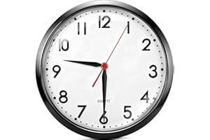 G.CATACC Wall Clock 10 inch/25 cm Silent Battery Operated, Non Ticking Round Modern Wall Clock for Kitchen, Living Room, Bedr