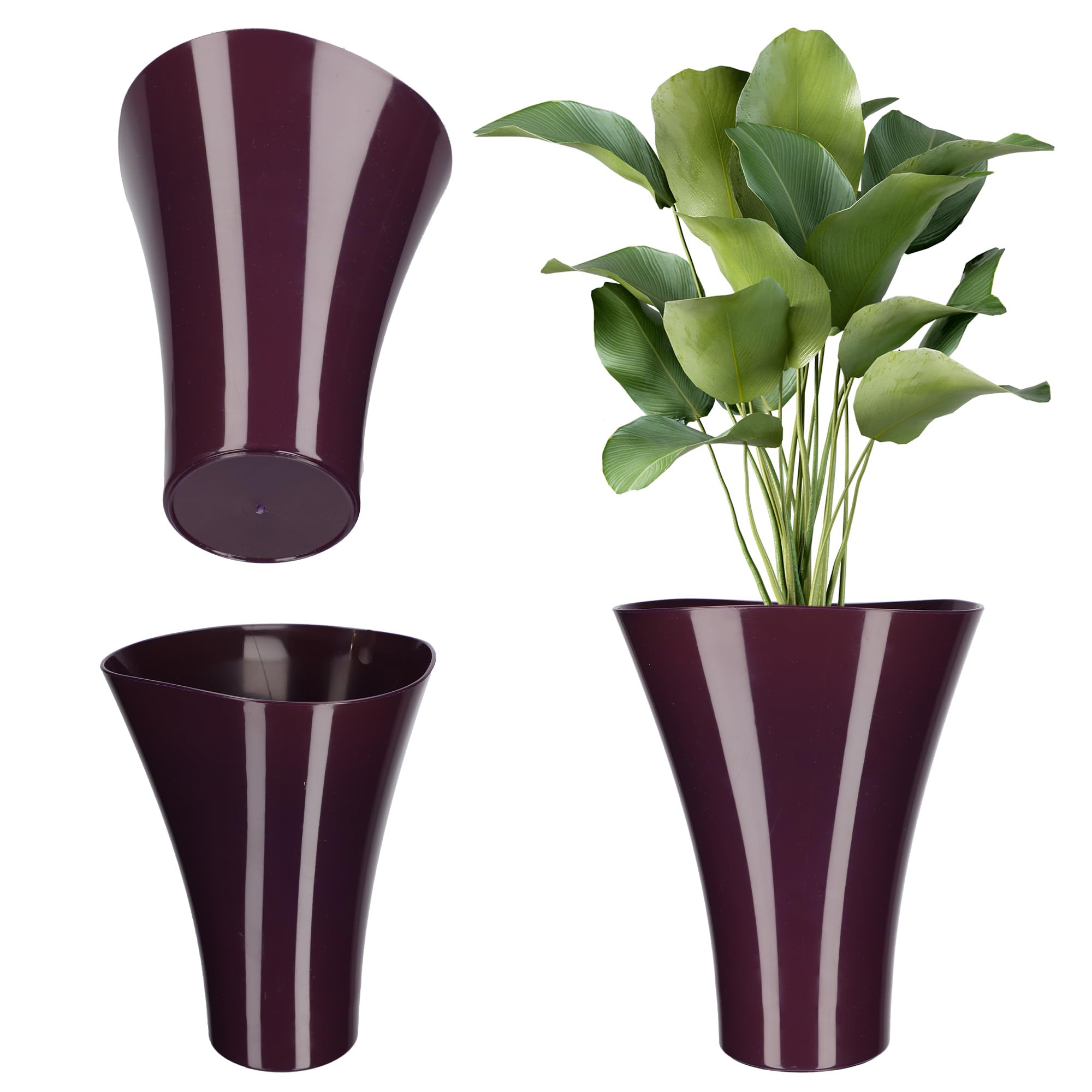 KADAX Plastic Flower Pot Diameter 16-16.5 cm, 13 Colours, Pot with Glossy Surface, Flower Pot Protection for Cactus, Marigold, Fern, Plant Pots (Purple, Diameter 16.5 cm)