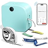 Phomemo Label Maker Machine with Tape, P12 Bluetooth Mini Label Makers Thermal Transfer Ribbon Printer Machine with Typewriters Templates for Home, School, Clothes, Gift Wrapping, Office, Green