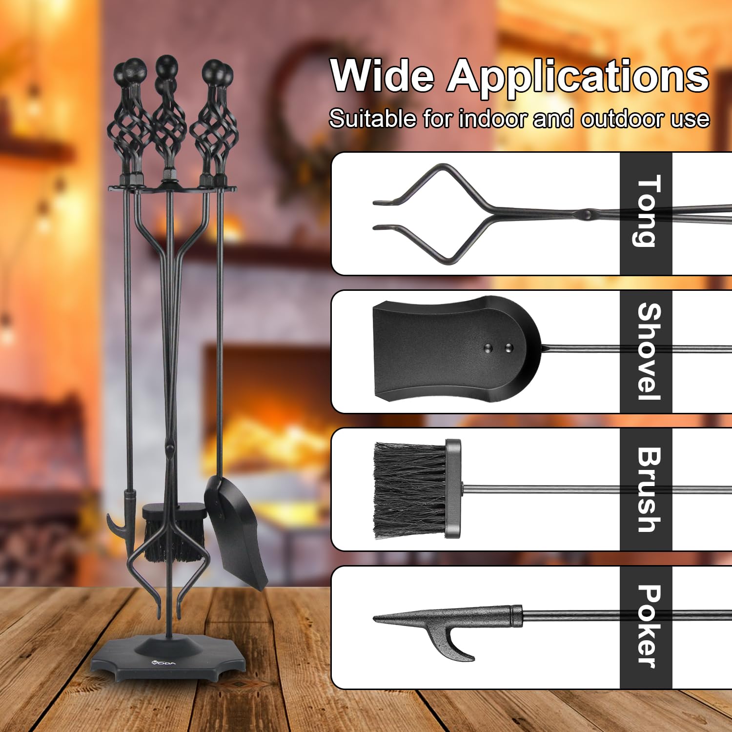 VODA Fireplace Tools Set