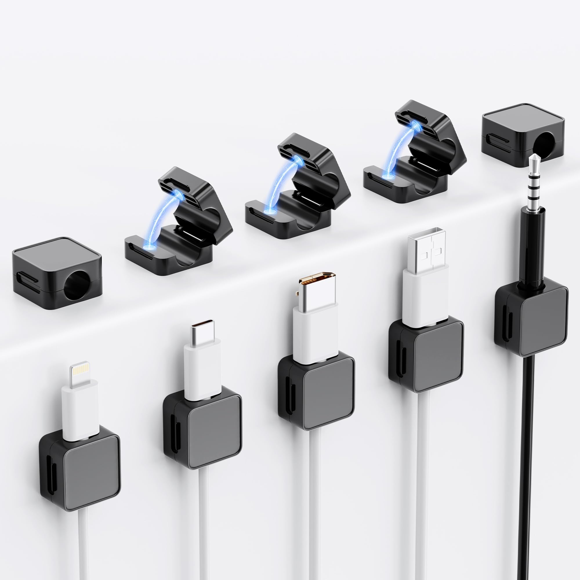 Photo 1 of 10 Pack Magnetic Cord Organizer Holder, Adjustable Cable Clips, Strong Adhesive Desk Cable Management Clips for Nightstand, Office, Car, Easy Open Design for Tidy Wire Organization