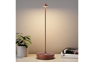 YIBEN Rechargeable Cordless Table Lamp, Portable Powered LED Battery 6000mAh Metal USB Desk Lamp, 3 Levels Brightness Light for Restaurants Outdoor (Wood Grain)