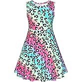 JESKIDS Little Girls Unicorn Dress Sleeveless Casual Twirl Dresses Print Sundress