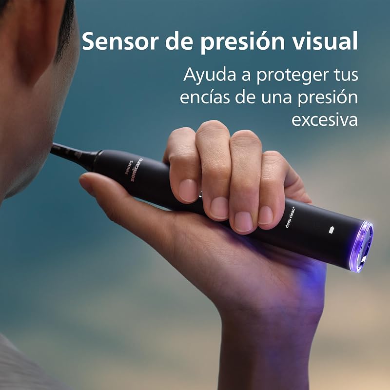 Sonicare DiamondClean Smart 9400 cepillo dental eléctrico, sónico con aplicación, sensor de presión, 4 modos de cepillado y 3 niveles de intensidad, negro, modelo HX9918/89