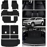 MJBYMAT Floor Mats for 2021-2025 2026 Jeep Grand Cherokee L 7 Seats (2nd Row Bench Seats) & Cargo Mat & Backrest Mat,TPE All Weather Protection Car Full Set Mats Covering The Backrest Accessories