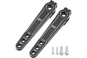 SHARE GOO 2Pcs ShareGoo Aluminum 2.0inch 25T Servo Arm Horn Long Steering Servo Arms Compatible with Futaba Savox Xcore HL HSP HD Power Rc Servos for RC Airplanes RC Plane Car (Black)