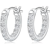 RANDES 925 Sterling Silver/14K Gold Plated Hoop Earrings for Women Sensitive Ears Cubic Zirconia Cz Earrings Lab Diamond Wedding Earring Huggie Hoops 26/20/15mm