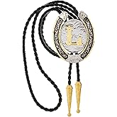HUABOLA CALYN Gold Bolo Tie for Men- Golden Initial Letter ABCDMJR to Z Native American Western Cowboy Bolo Tie for Women