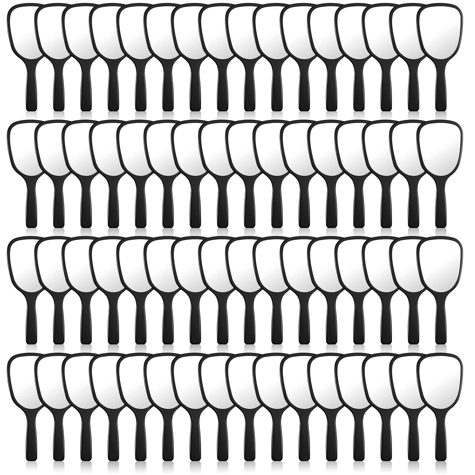 Namalu 60 Pcs Hand Held Mirror Small Compact Hand Mirrors with Handle for Women Barber Makeup Travel, 7.08 x 3.14 Inch(Black)