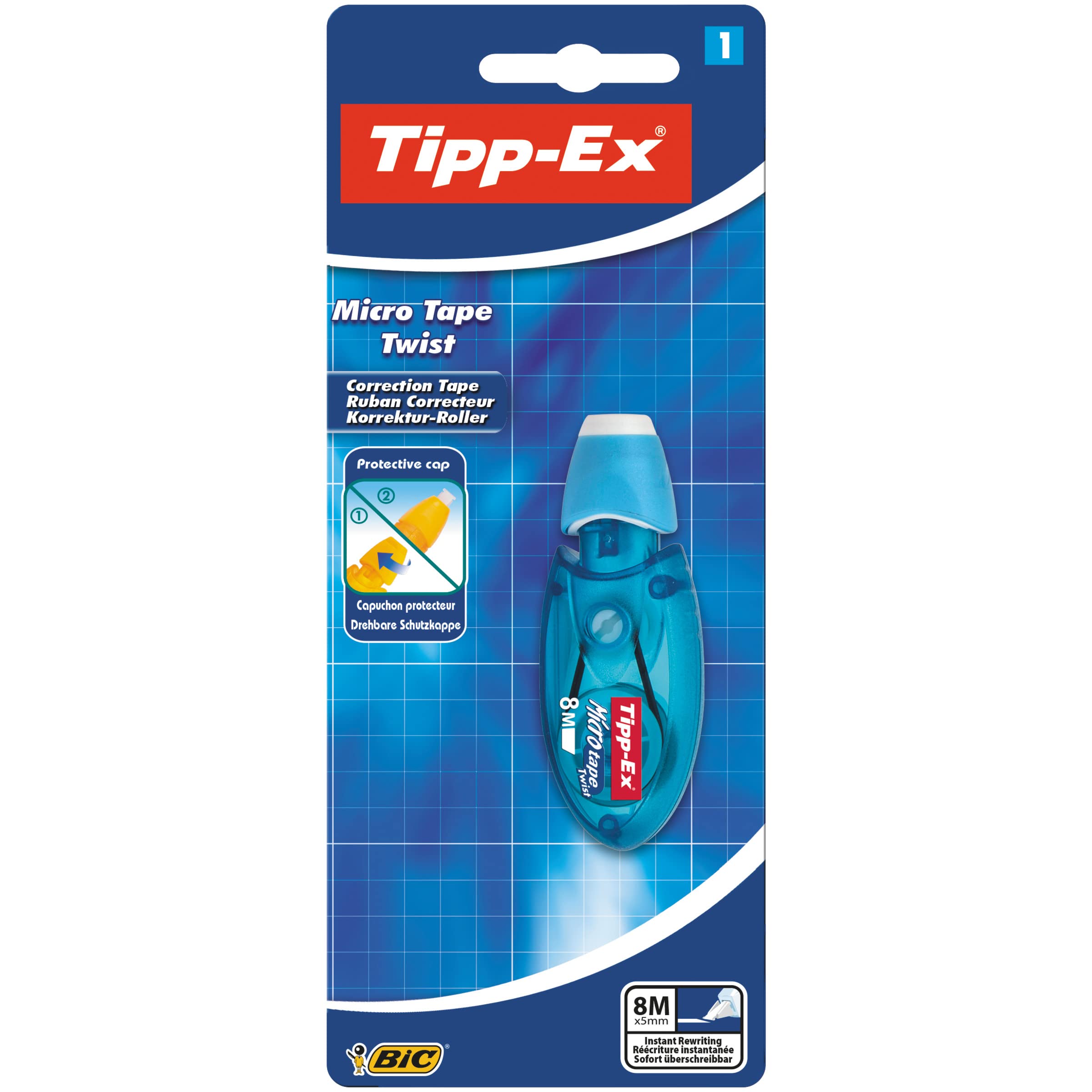 Tipp-Ex Micro Tape Twist Correction Tape - Pink or Blue Case, Pack of 1