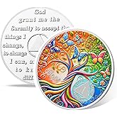 Tree of Life 1 Year Sobriety Coin, Golden Hope AA Chips, Addiction Recovery One Year Sober Medallions, Celebrating Anniversary Token, Alcoholics Anonymous Sobriety Gifts for Men Women