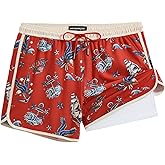 maamgic Mens Short 80s 90s Vintage 5.5" Swim Trunks Swimsuits Board Shorts Compression Liner Quick Dry 2 in 1 Beach Swimwear