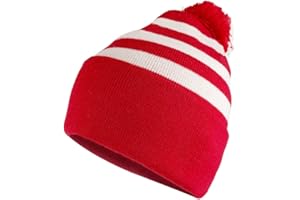 Armycrew Red White Striped Pom Pom Cuff Beanie Hat