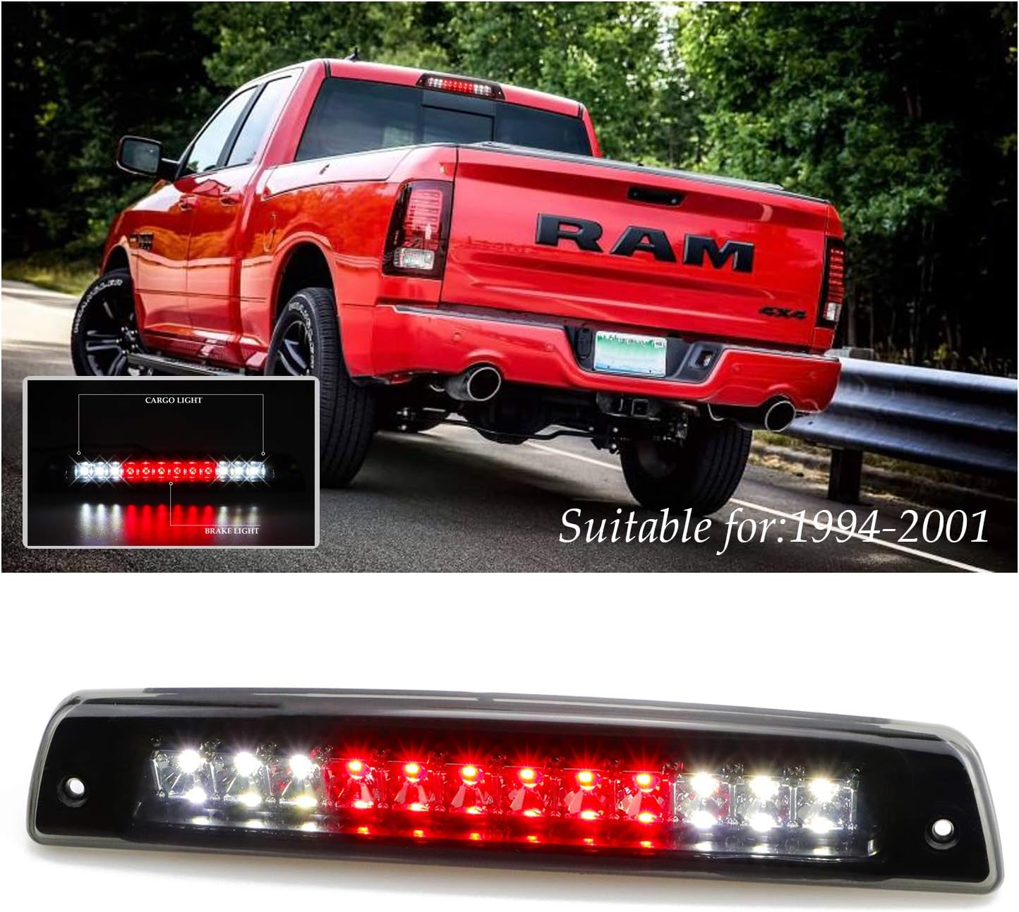 CHMSL Center High Mount Stop Light, LED Third 3rd Smoke