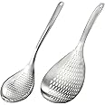 Suwimut 2 Pack Skimmer Slotted Spoon, 13.6 Inch Large Stainless Steel Skimmer Ladle Spoon Spider Strainer with Handle and Han