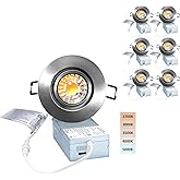 POPANU Premium Canless Recessed Gimbal Downlight Rotatable-Spotlight 5 CCT Eyeball Ceilling Potlight, Dimmable Lights Fixture with Junction Box, 8W CCT Adjustable (Brushed Nickel, 3 Inch)