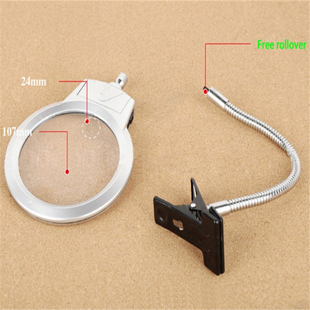 Careshine 2,5 x 5 x Zoom Loupe de Table avec Pince Loupe de Lecture Lumière avec LED - Meilleur Cadeau pour Lecture, Bijoutier, Couture, du Bricolage et Travail de Précision