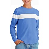 Imily Bela Kids Boys Long Sleeve T Shirts Color Block 5-14 Years | Crewneck,Casual, Loose,Basic Tees