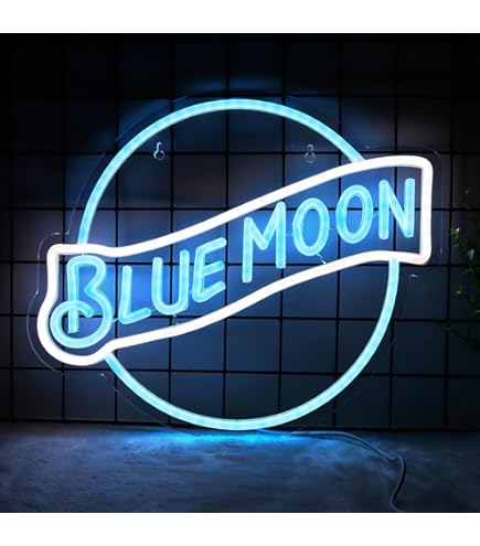 Real Glass Neon SignBlue Moon Metal Frame 42X32CM decoration Light 