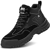 GUSAYEX Steel Toe Boots for Men Puncture Resistant Safety Work Boots with Kevlar Midsole Industrial Lightweight Men's Work & Utility Protective Shoes for Construction Warehouse Factory