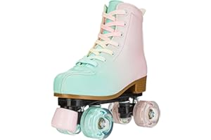 Magnitt Women's Roller Skates,Double Row Skates Adjustable Leather High-top Roller Skates Perfect Indoor Outdoor Adult Roller Skates with Bag