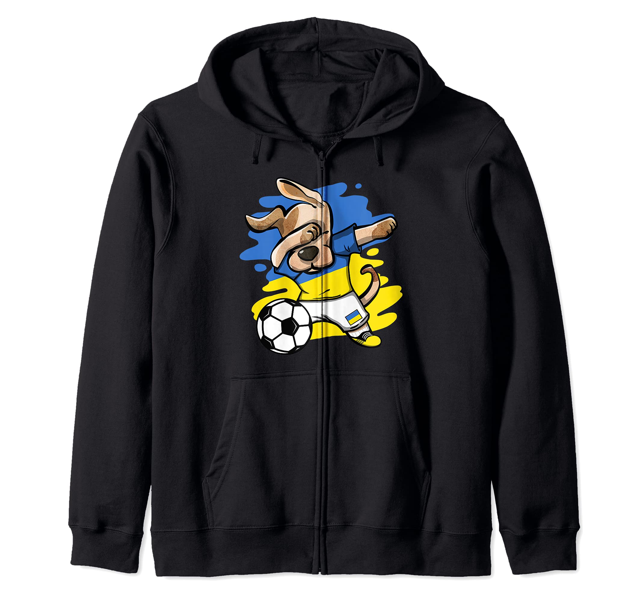 Dab Dog Ukraine Soccer Fans Jersey Ukrainian Flag Football Zip Hoodie