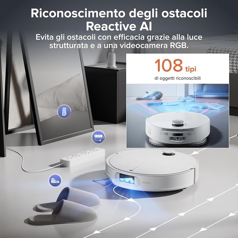 Qrevo EdgeT Robot Aspirapolvere Lavapavimenti con LDS Retrattile