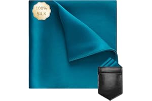 VICHERIA Pocket Squares for Men 19 Momme Mulberry 100% Silk with Leather Holder 10x10 Inch Luxury Handkerchief for men's Suit