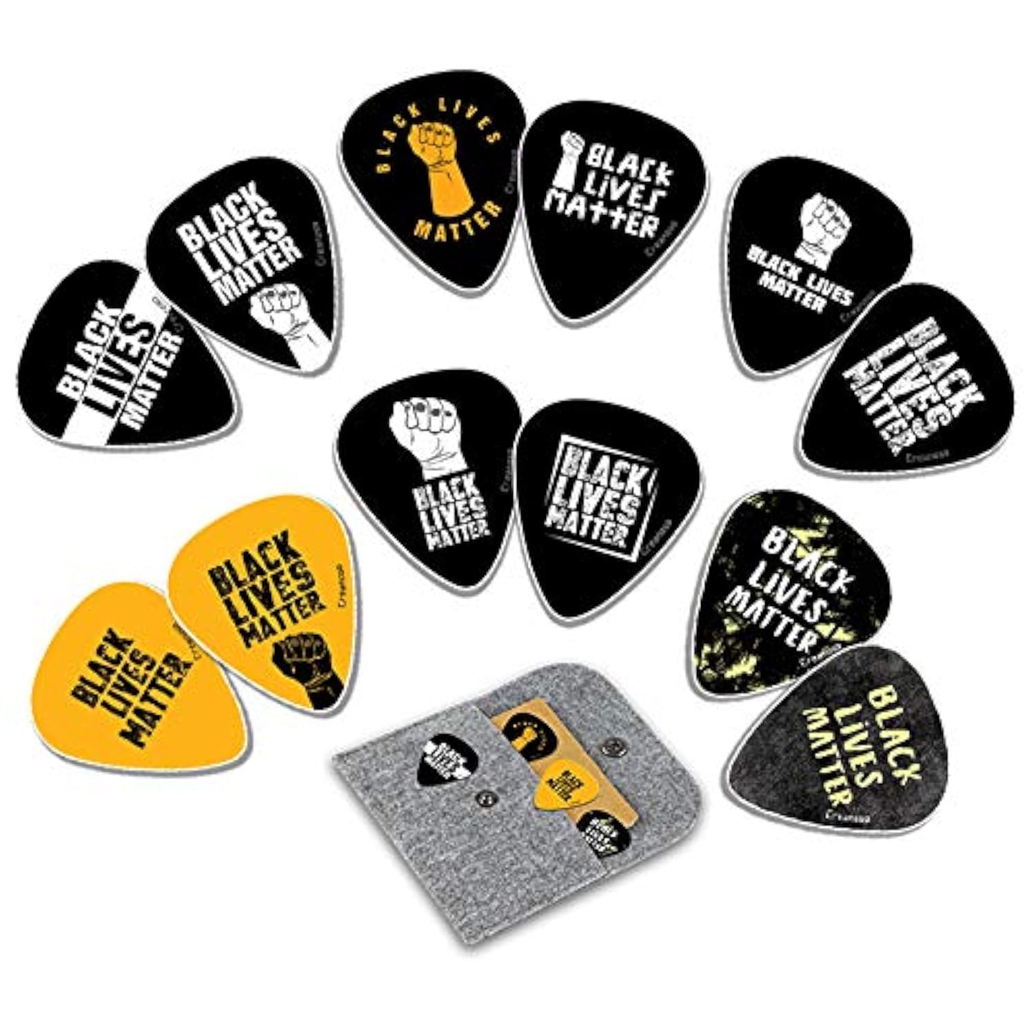 Creanoso Black Lives Matter Guitar Picks (12-Pack) - Premium Music Gifts & Guitar Accessories for Husband Dad Boys Son Men Him Boyfriend Musician Gift – Cool Guitar Tool