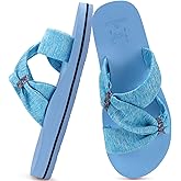 KuaiLu Womens Dressy Bow Sandals Arch Support Yoga Foam Cushion Comfortable Walking Slides Open Toe Summer Beach Indoor Outdoor Slippers