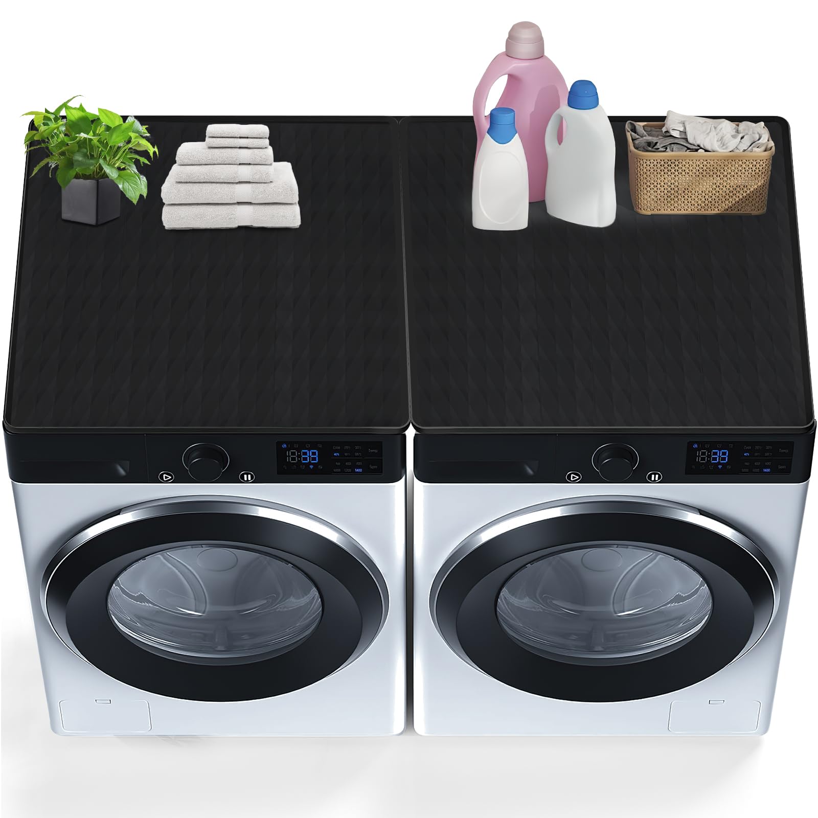 Photo 1 of 2PCS Washer and Dryer Covers for The Top, 26.77In X 26.77In Silicone Dryer Top Protector Mat, Waterproof, Scratch Resistant, Washable, Dryer Countertop for Home Kitchen and Laundry Room