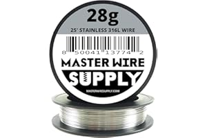 Stainless Steel 316L - 25' - 28 Gauge Wire - 25ft - 0.32mm - 0.013in - Master Wire Supply - Made in USA
